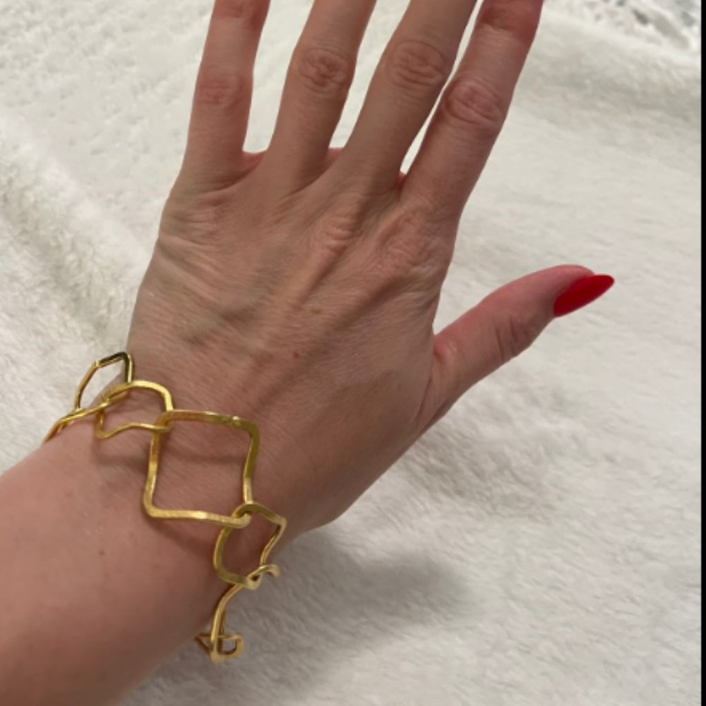 Handmade Gold Interlocking Square Link Bracelet